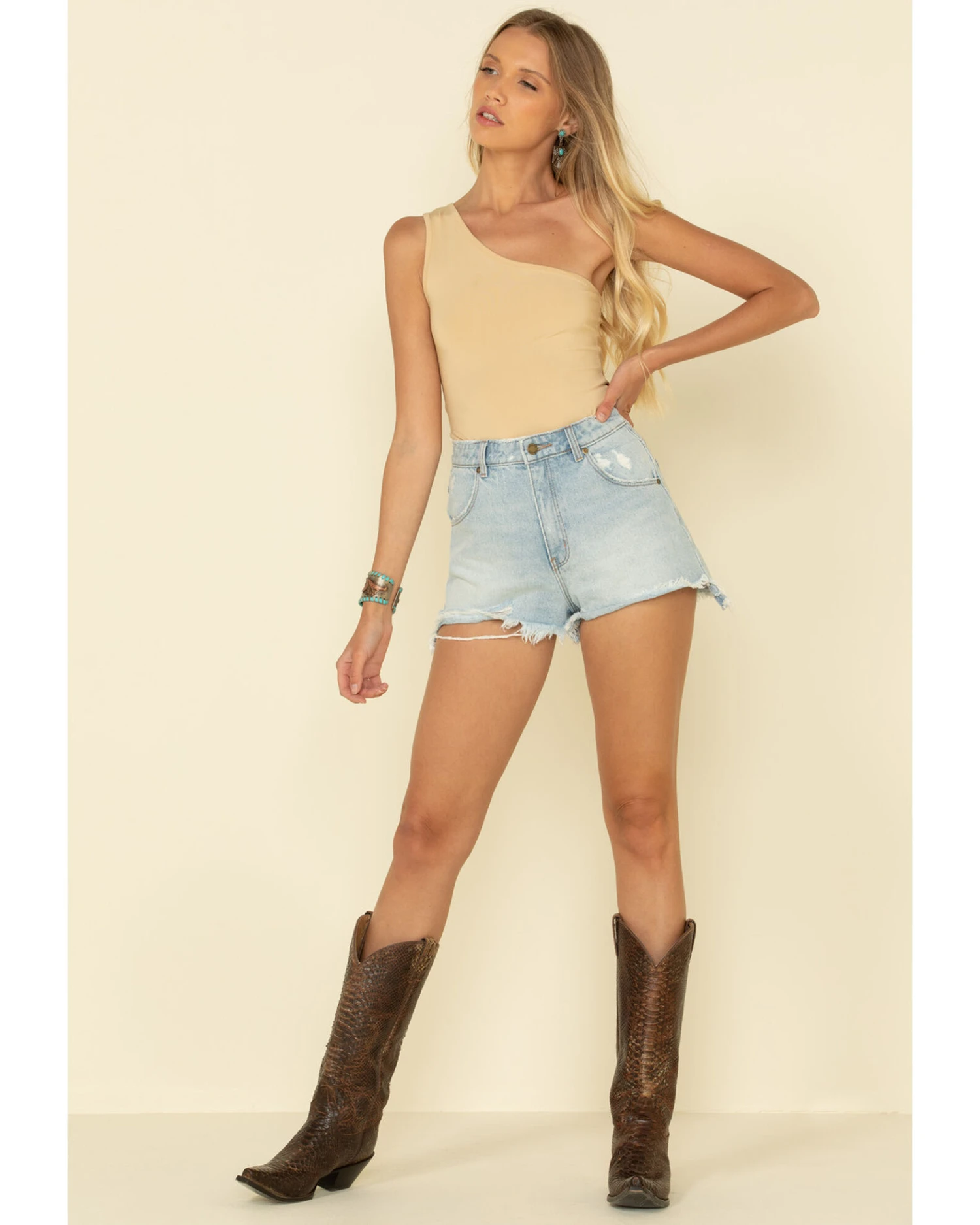 Rolla's Women's Distressed Light Wash Duster Shorts - Image 6