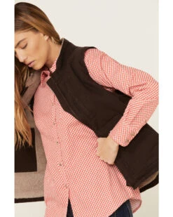 Carhartt Women's Dark Brown Washed Duck Sherpa Lined Vest