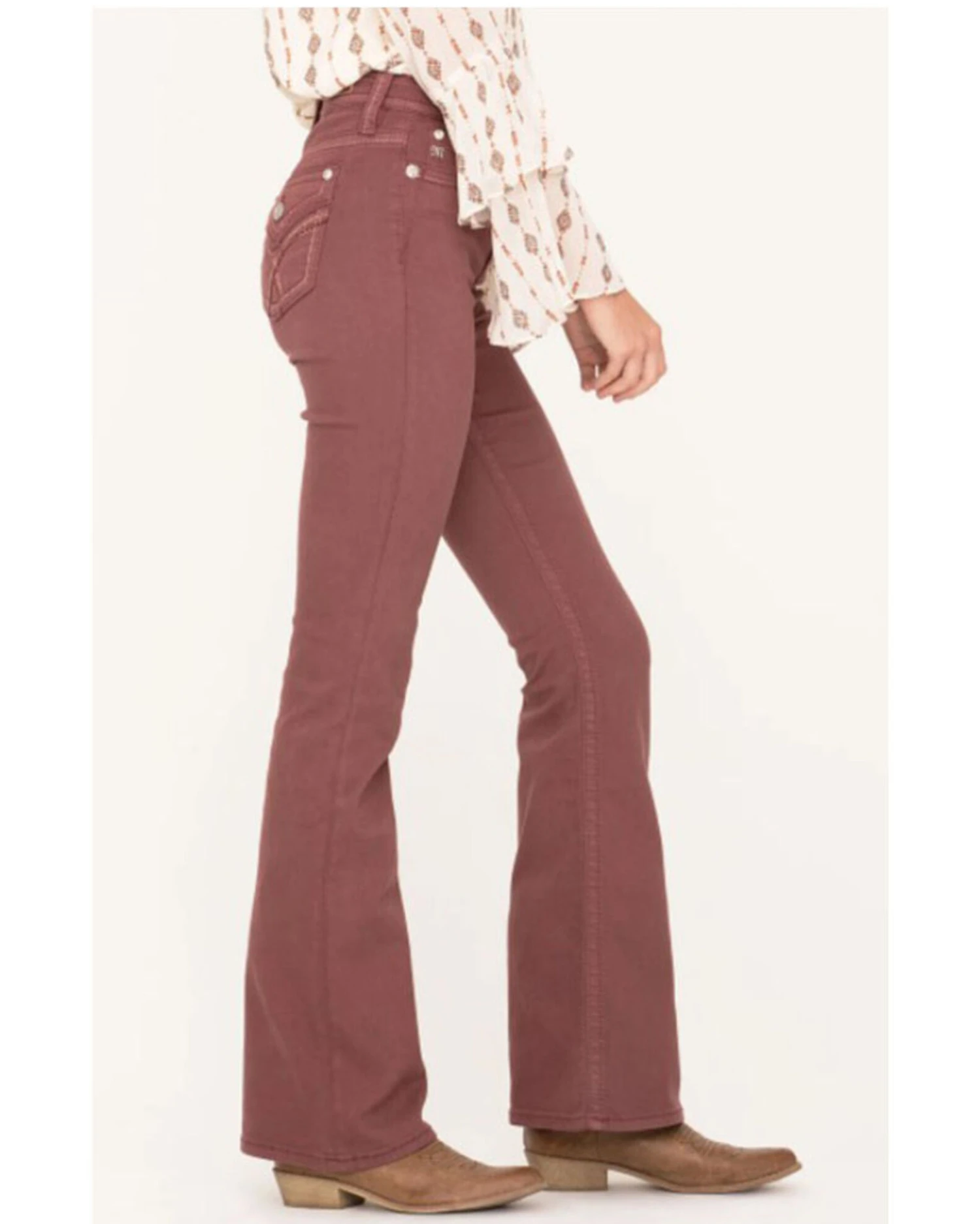 Miss Me Women's X-Shaped Flap Pocket High Rise Flare Jeans - Image 2