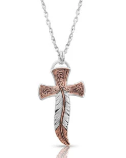 Montana Silversmiths Women's Wind Dancer Feather Cross Necklace