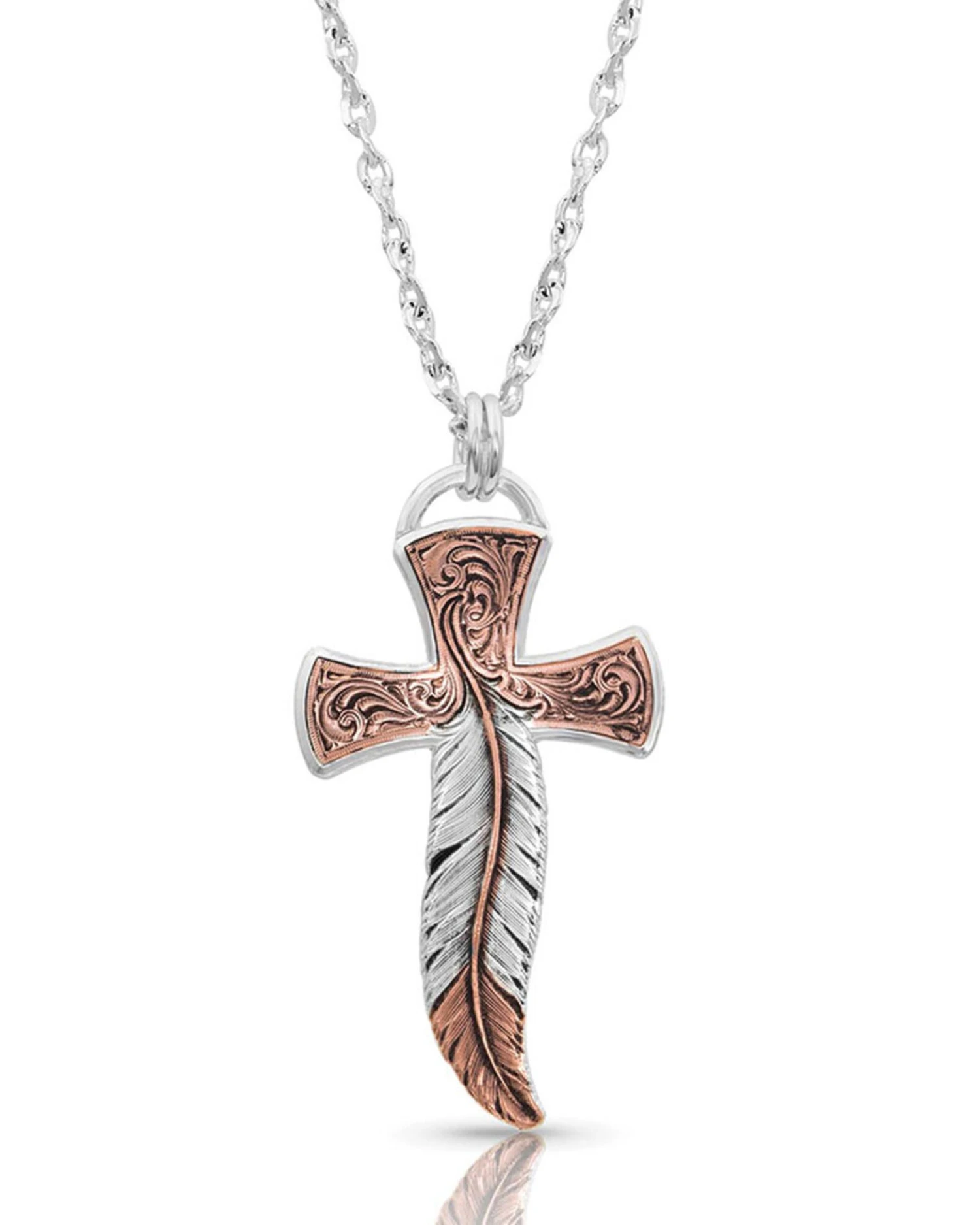 Montana Silversmiths Women's Wind Dancer Feather Cross Necklace