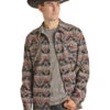 Rock & Roll Denim Men's Coral Southwestern Print Shirt Jacket