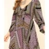 Band Of The Free Women's Multi Patchwork Tie Front Dress