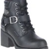 Harley Davidson Women's Howell Harness Lace-Up Waterproof Leather Moto Boots - Round Toe