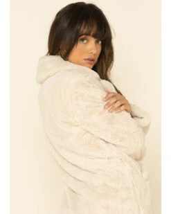 PJ Salvage Women's Stone Message Lined Faux Fur Jacket