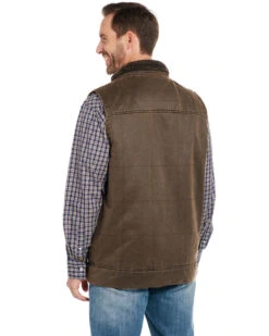 Cripple Creek Men's Chocolate Enzyme Washed Quilted Sherpa Vest
