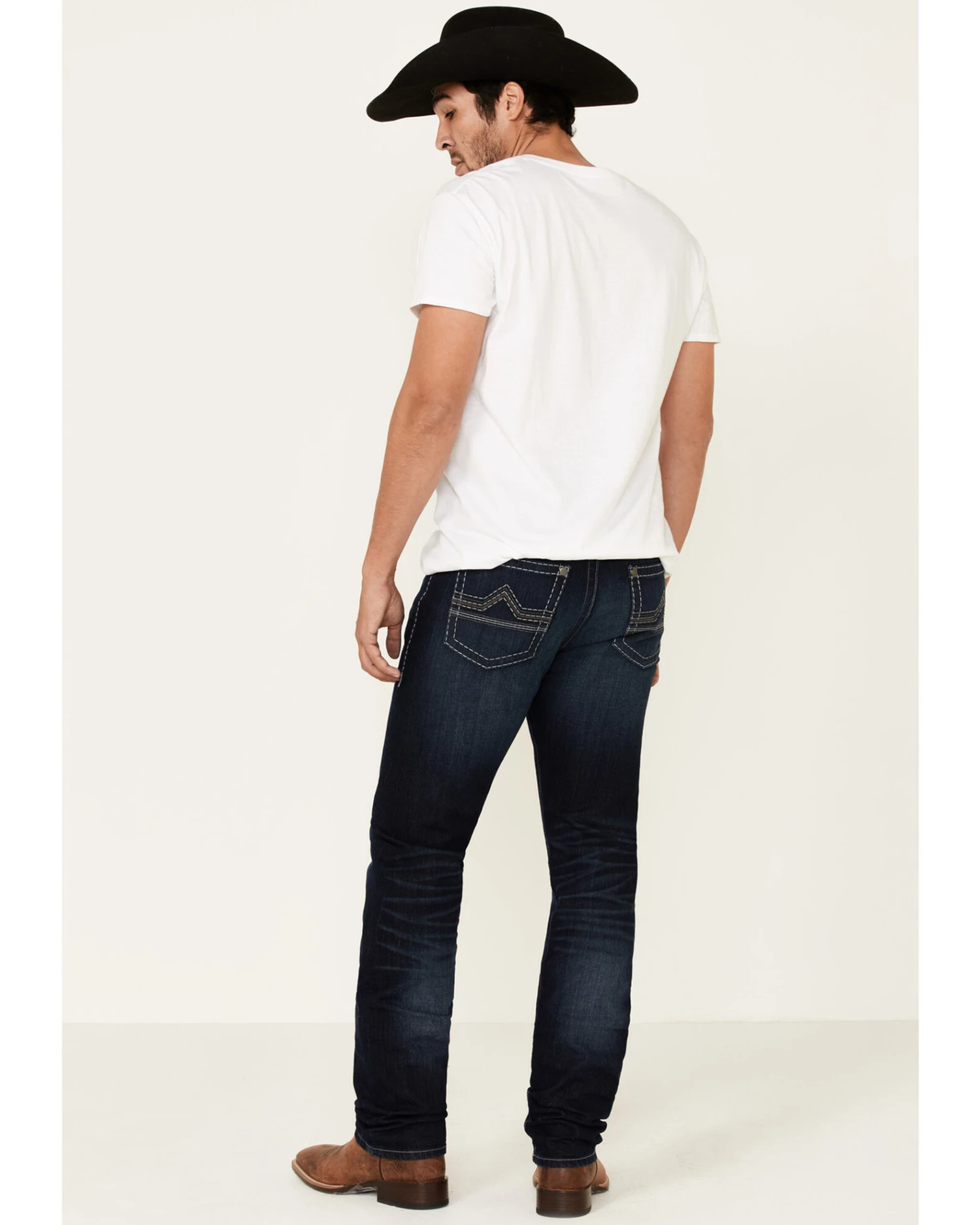 Rock 47 By Wrangler Men's Boogie Woogie Dark Stretch Slim Straight Jeans