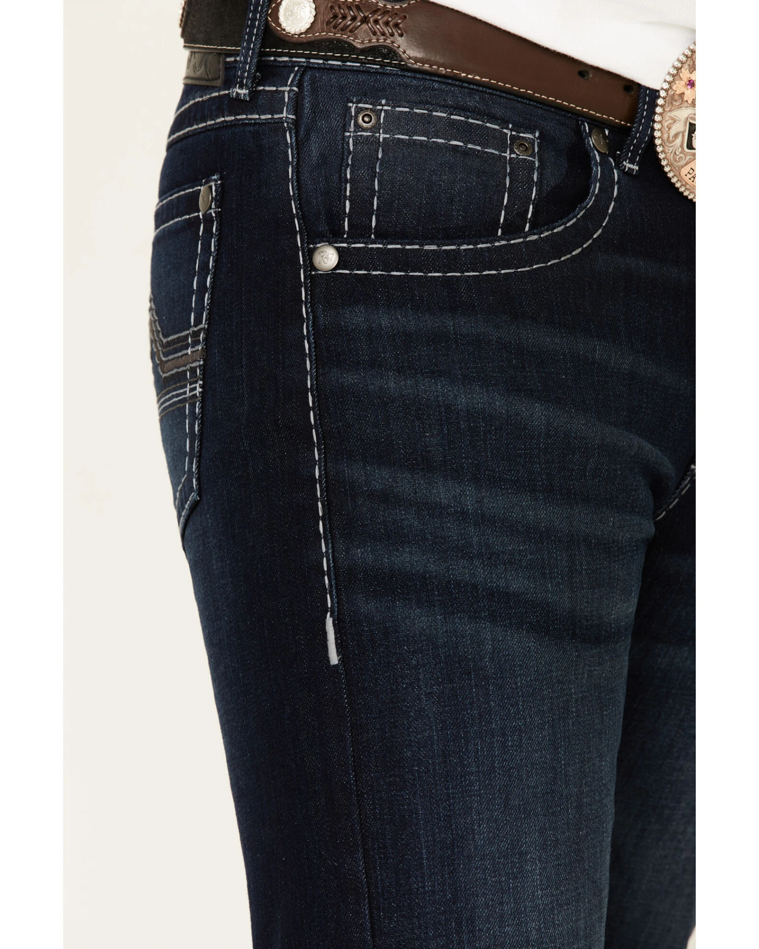 Rock 47 By Wrangler Men's Boogie Woogie Dark Stretch Slim Straight Jeans - Image 3