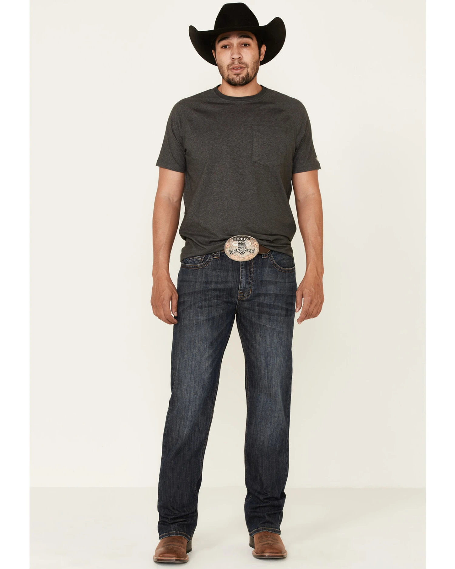 Rock & Roll Denim Men's Dark Vintage Double Barrel Stretch Relaxed Straight Jeans - Image 4