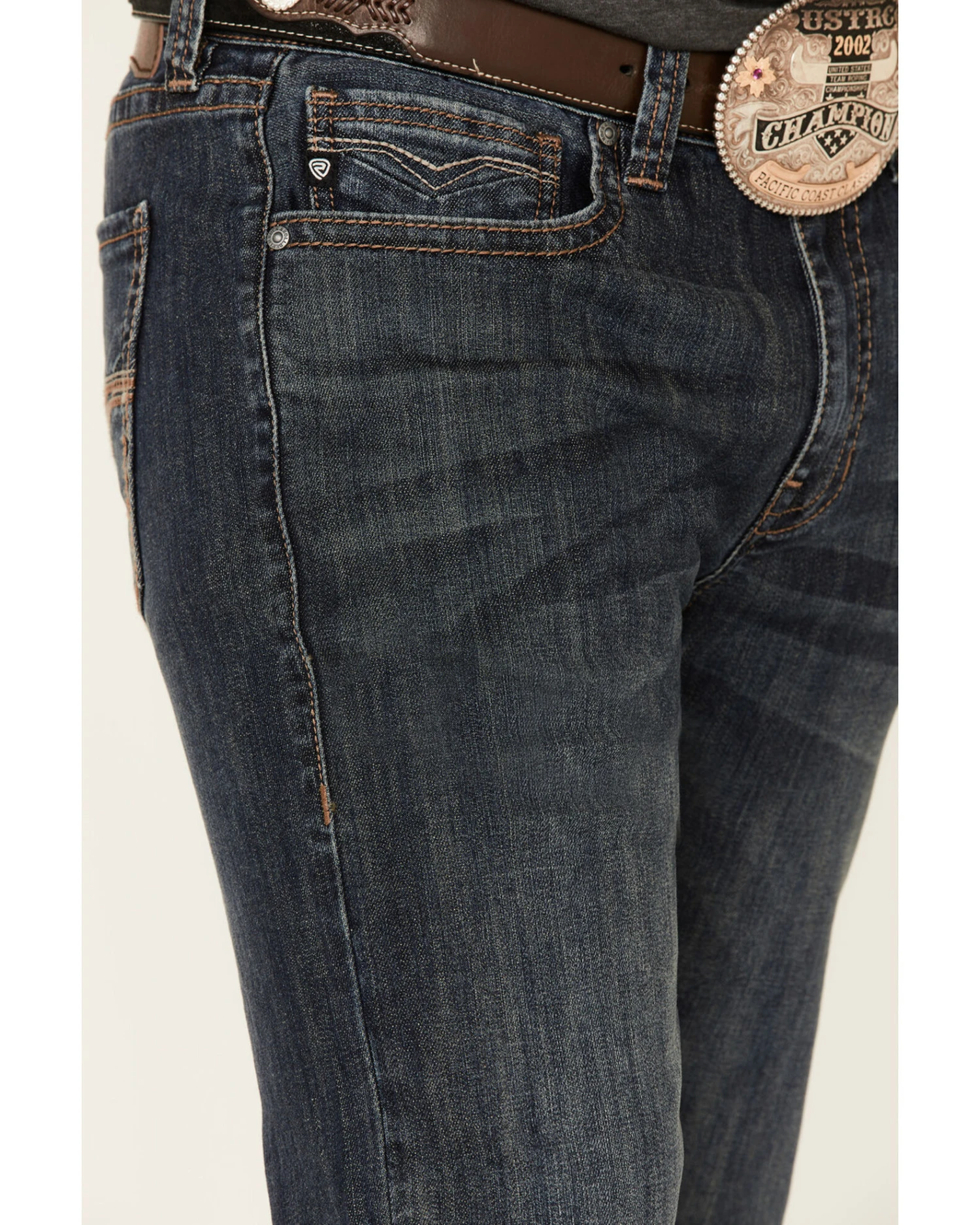 Rock & Roll Denim Men's Dark Vintage Double Barrel Stretch Relaxed Straight Jeans - Image 5