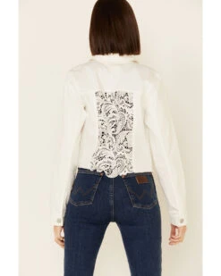 Shyanne Women's Crochet Back Button-Down Crop Jacket