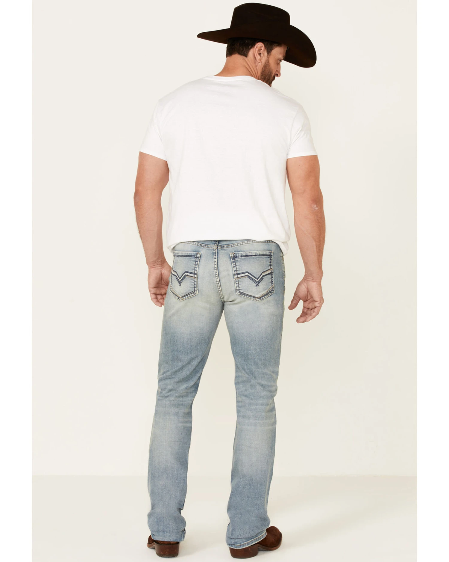 Moonshine Spirit Men's Wild West Light Wash Stretch Stackable Straight Jeans - Image 4