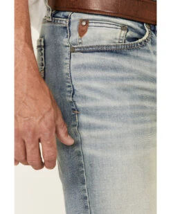 Moonshine Spirit Men's Wild West Light Wash Stretch Stackable Straight Jeans