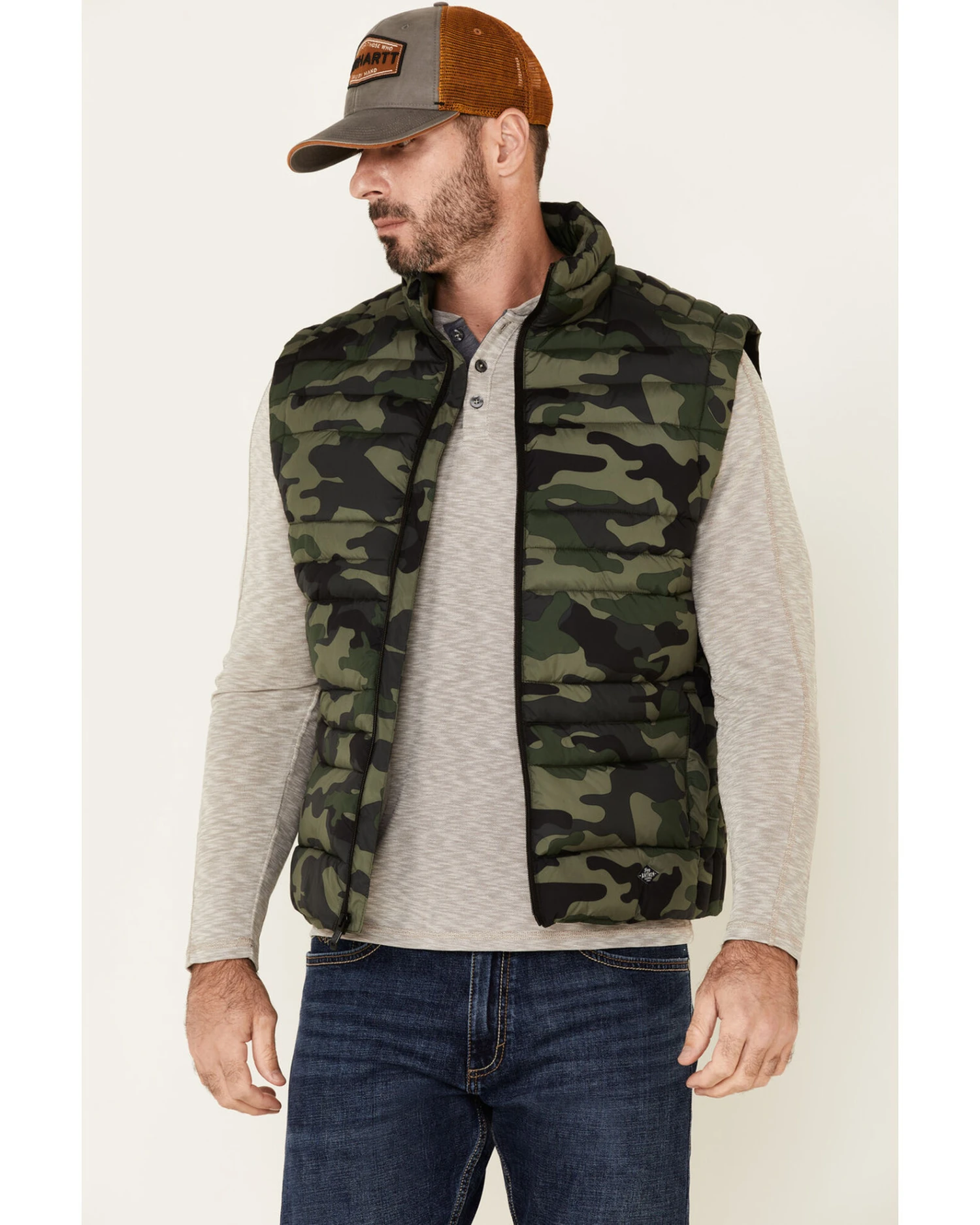 Flag & Anthem Men's Green Erieville Camo Print Puffer Vest - Image 5