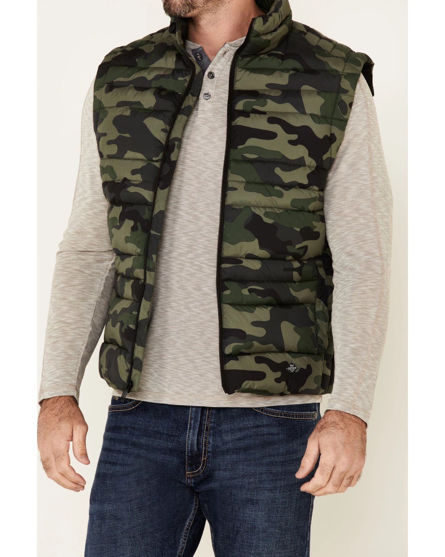 Flag & Anthem Men's Green Erieville Camo Print Puffer Vest - Image 3