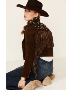 Understated Leather Women's Tan Paris Texas Star Studded Jacket