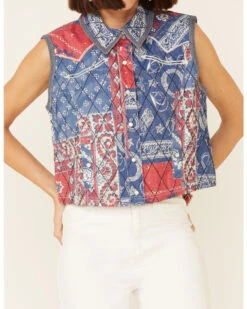 Double D Ranch Women's Multi Print Liberty & Justice For All Snap-Front Vest