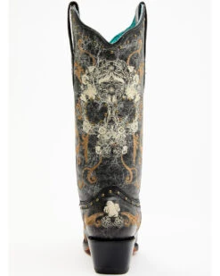 Corral Women's Floral Skull Embroidery & Studs Western Boots - Snip Toe