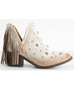 Circle G Women's White Fringe Fashion Booties - Pointed Toe