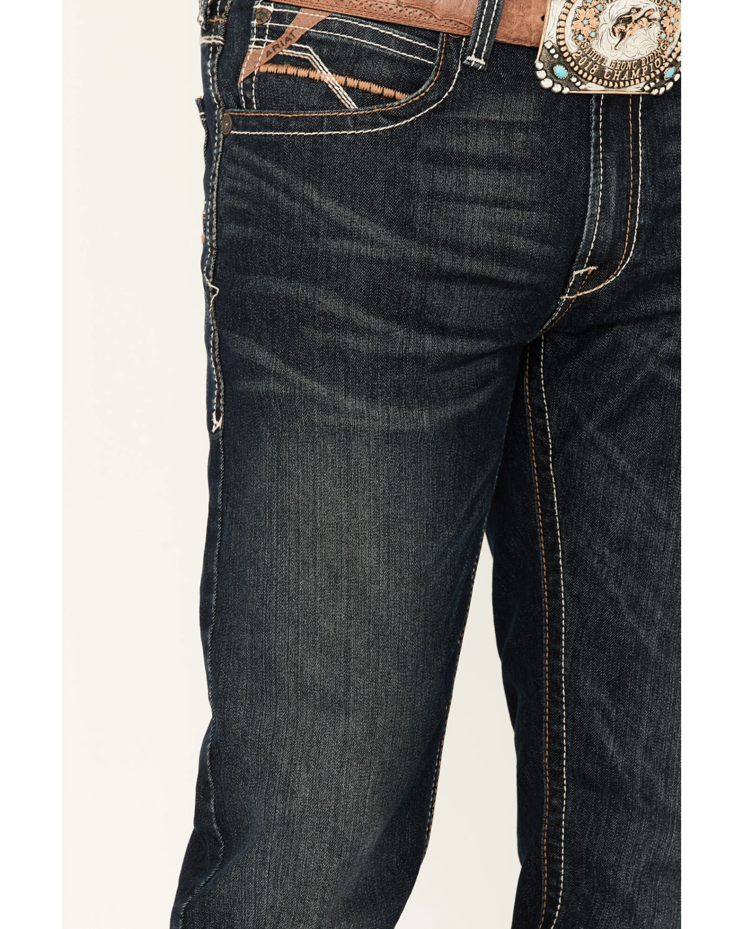 Ariat Men's M4 Cobalt Dark Wash Stretch Relaxed Straight Jeans - Image 4