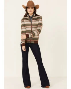 Cinch Women's Southwestern Print Sherpa-Lined Zip-Front Bomber Jacket