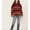 Cruel Girl Women's Southwestern Print High-Pile Zip-Front Fleece Jacket