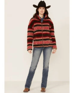 Cruel Girl Women's Southwestern Print High-Pile Zip-Front Fleece Jacket