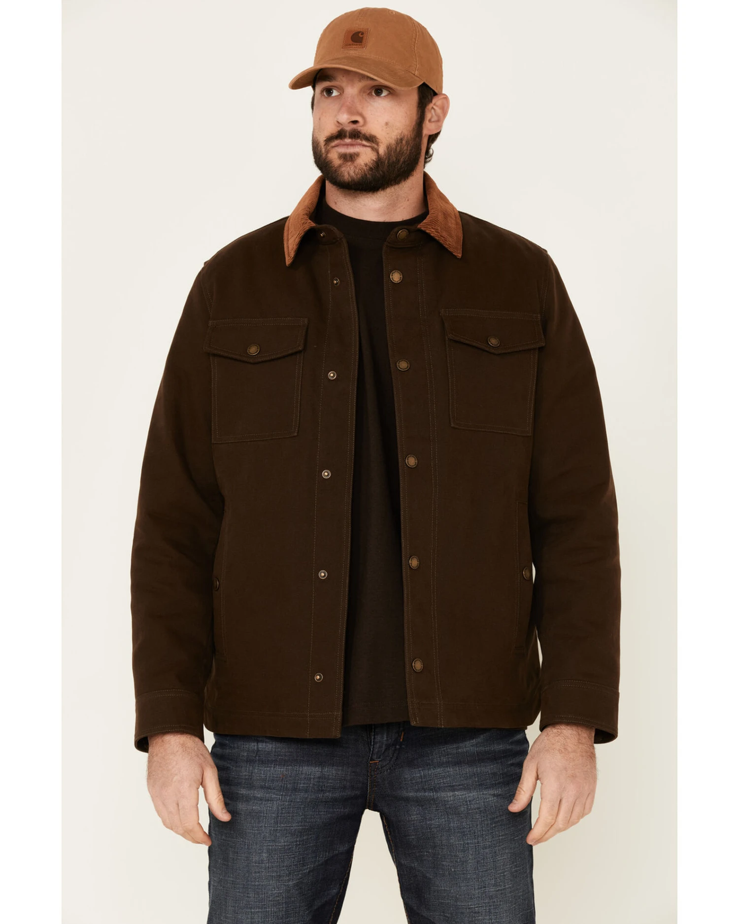 Pendleton Men's Solid Olive Canvas Snap-Down Shirt Jacket - Image 4