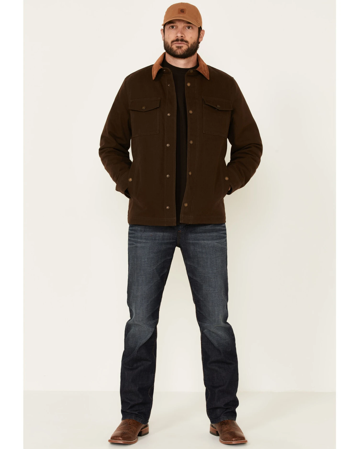 Pendleton Men's Solid Olive Canvas Snap-Down Shirt Jacket - Image 2