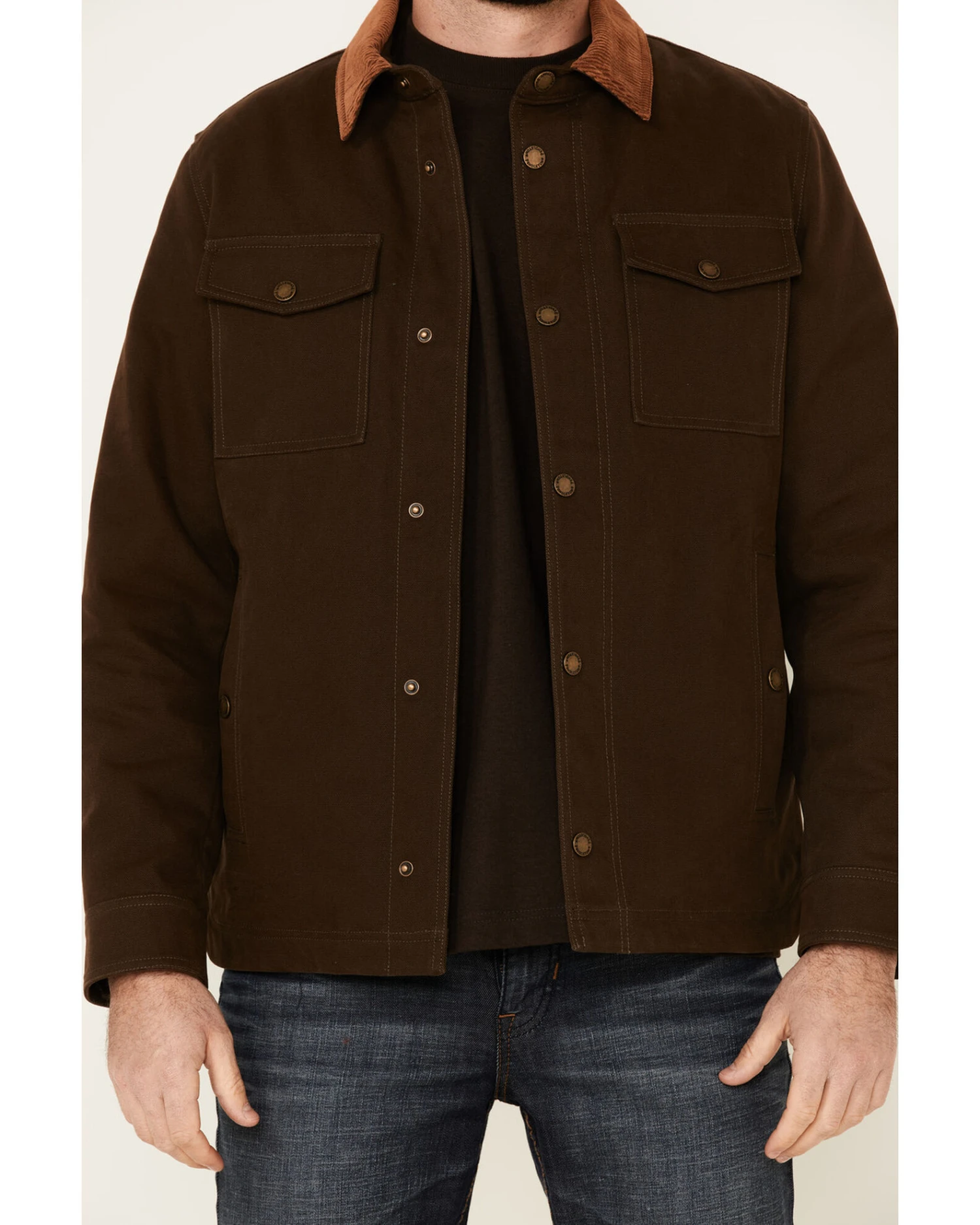 Pendleton Men's Solid Olive Canvas Snap-Down Shirt Jacket - Image 5