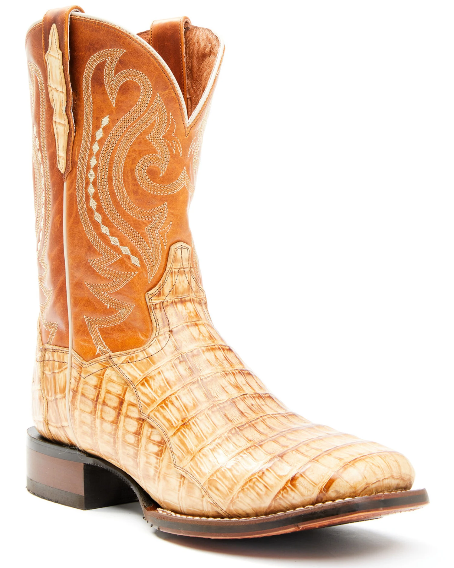 Dan Post Men's Tan Caiman Belly Western Boots - Broad Square Toe - Image 6