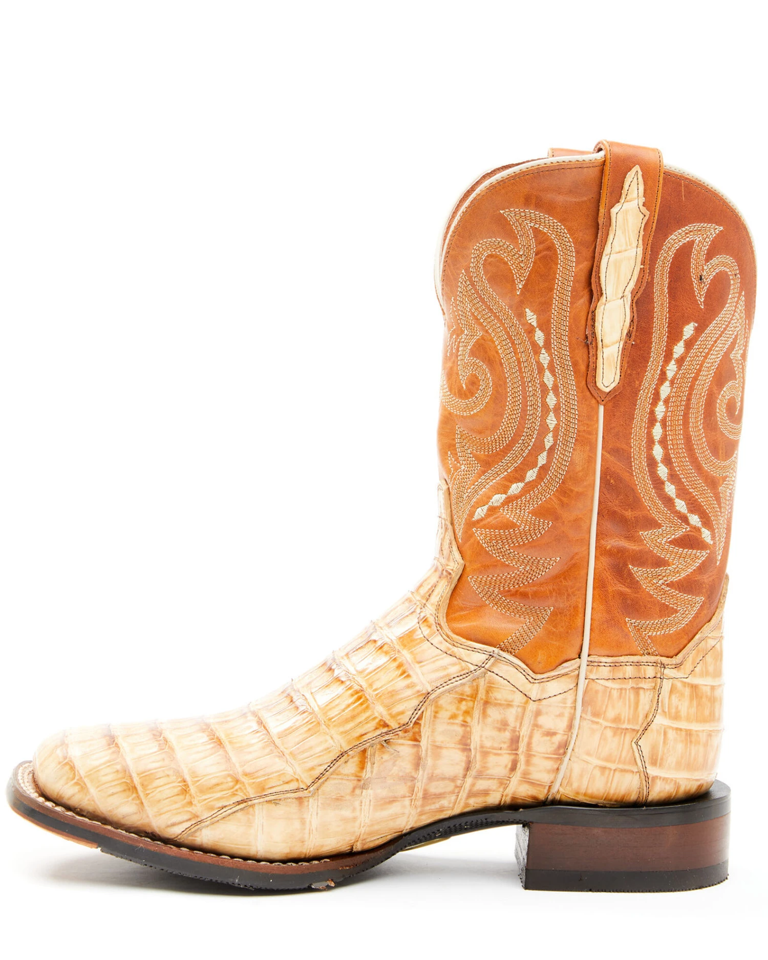 Dan Post Men's Tan Caiman Belly Western Boots - Broad Square Toe - Image 7
