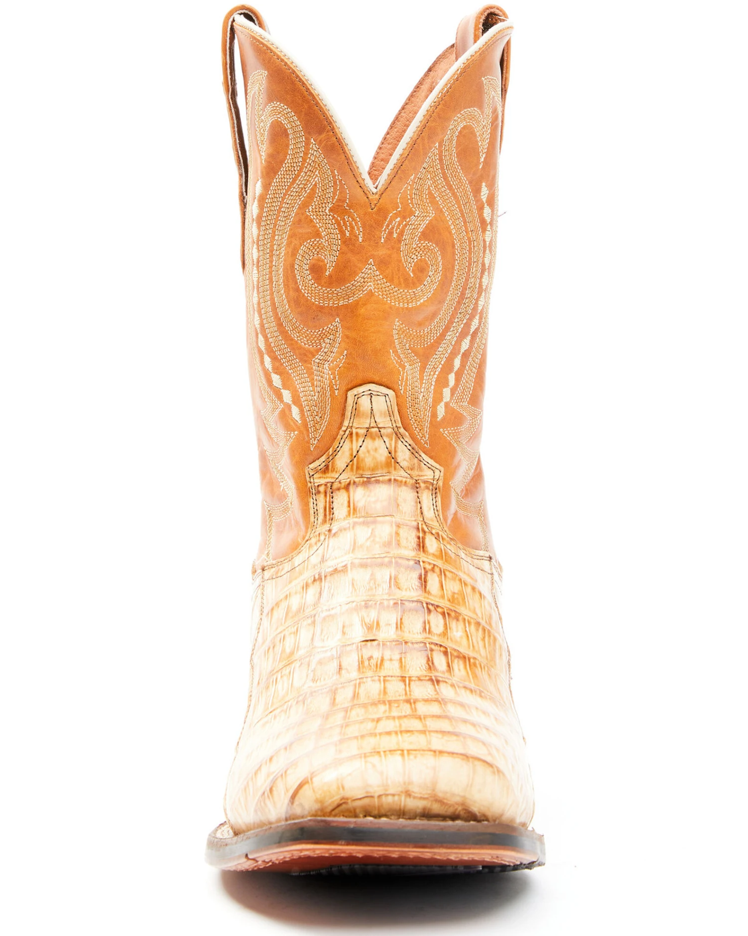 Dan Post Men's Tan Caiman Belly Western Boots - Broad Square Toe - Image 5