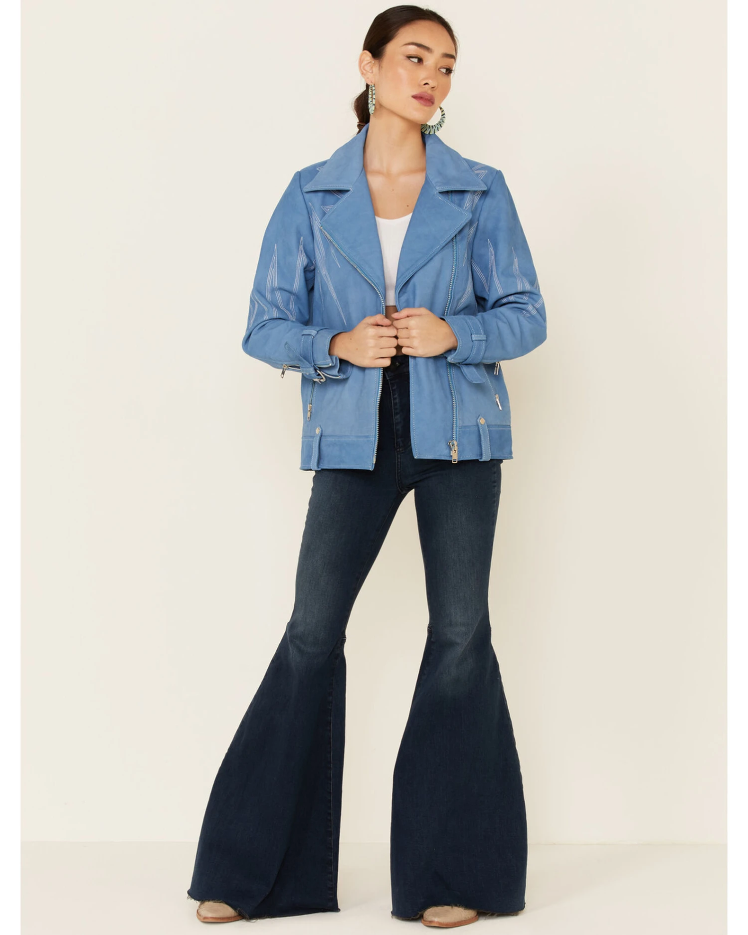 Understated Leather Women's Sunburst Leather Zip-Front Moto Jacket - Image 3