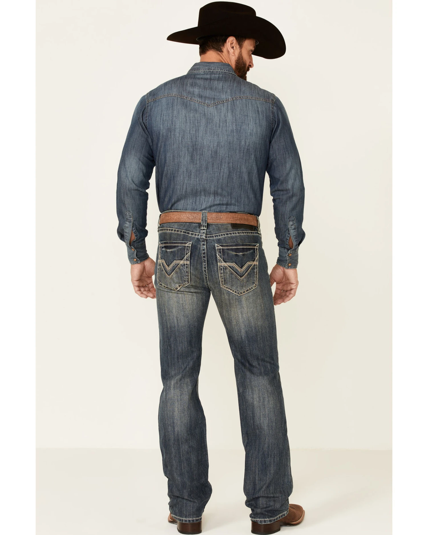 Rock & Roll Denim Men's Pistol Dark Vintage Wash Regular Straight Jeans - Image 3