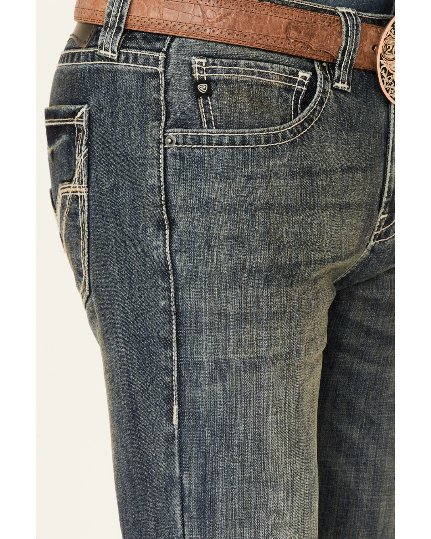 Rock & Roll Denim Men's Pistol Dark Vintage Wash Regular Straight Jeans - Image 4
