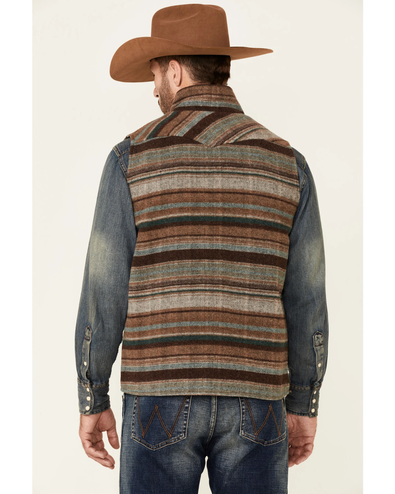 Powder River Outfitters Heather Brown Serape Stripe Zip-Front Wool Vest - Image 5