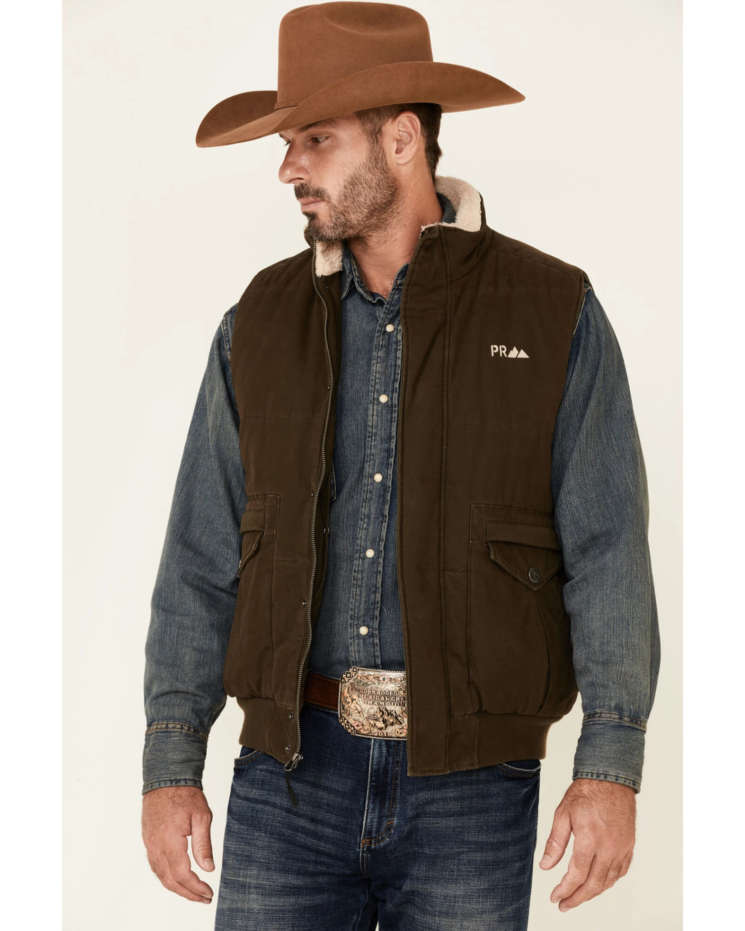 Powder River Outfitters Men's Concealed Carry Olive Brushed Canvas Storm Flap Vest - Image 2
