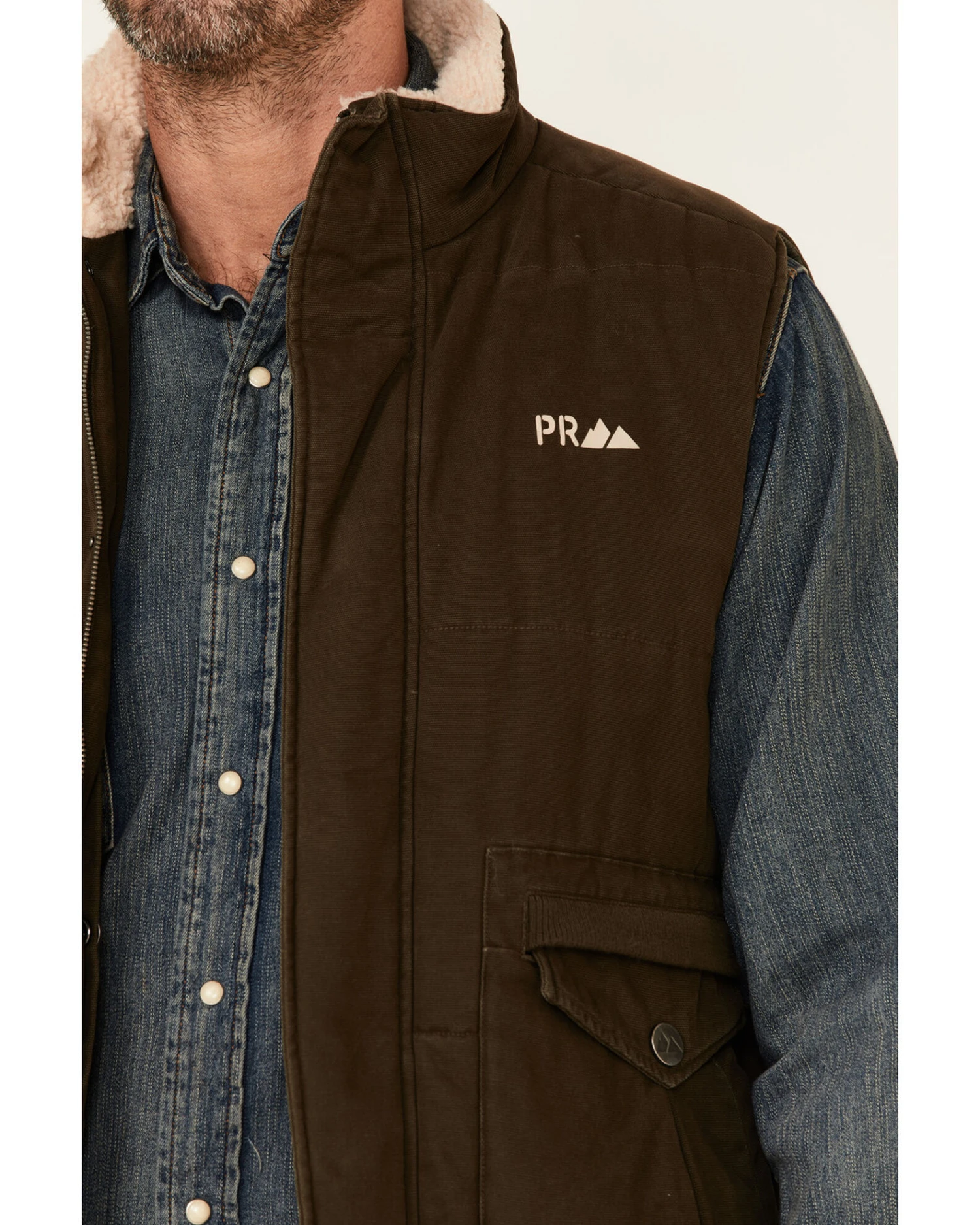 Powder River Outfitters Men's Concealed Carry Olive Brushed Canvas Storm Flap Vest - Image 4