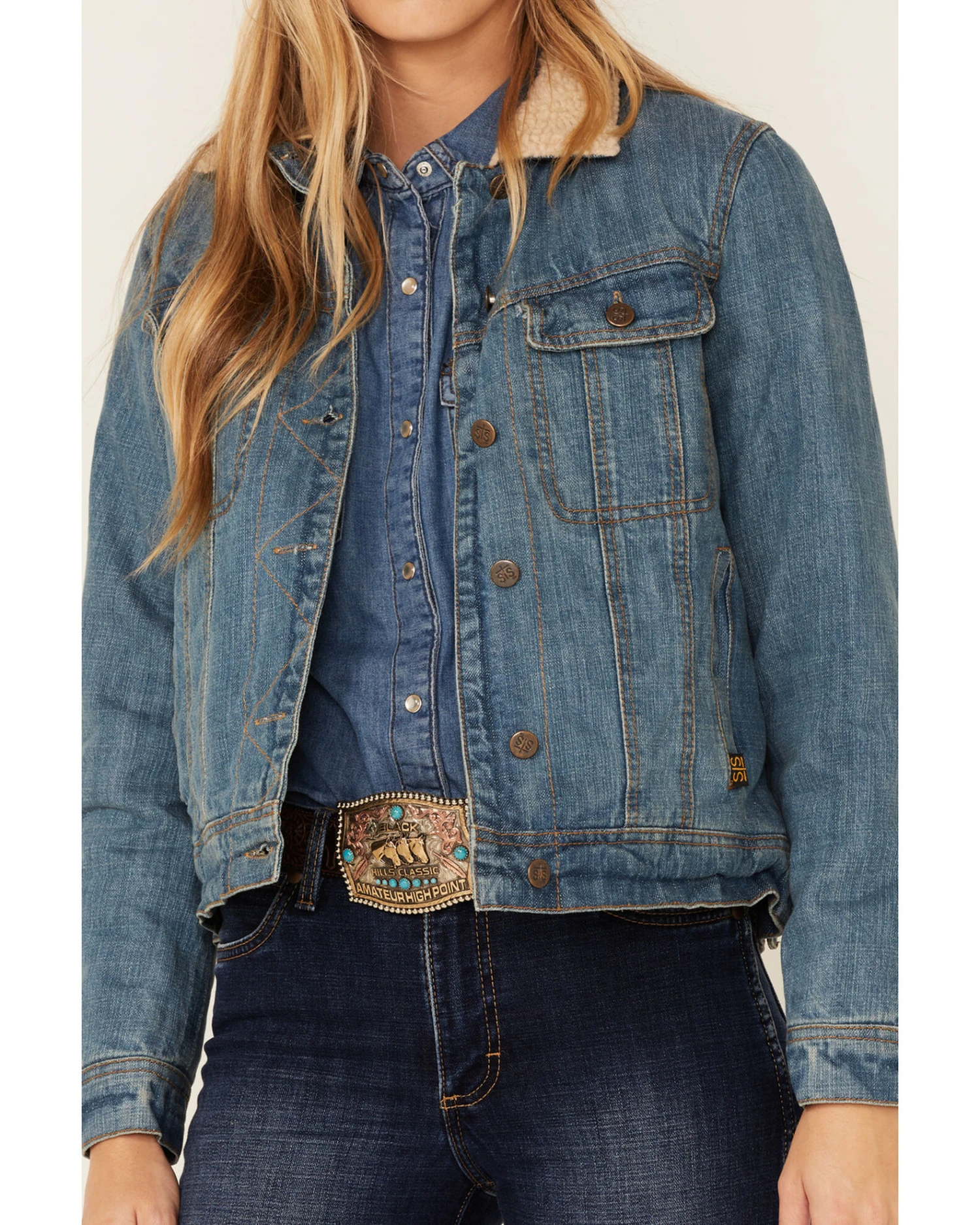 STS Ranchwear By Carroll Sherpa Lined Denim Jacket - Image 4