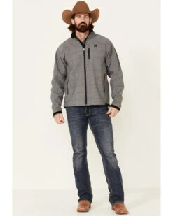 Cinch Men's Grey Logo Textured Zip-Front Bonded Jacket