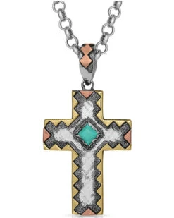 Montana Silversmiths Women's Antiqued Serrated Cross Necklace