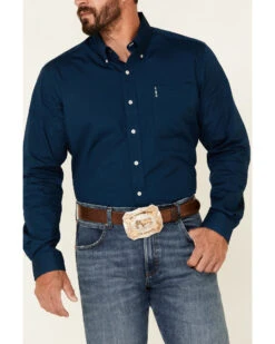 Cinch Men's Modern Fit Solid Navy Long Sleeve Button-Down Western Shirt