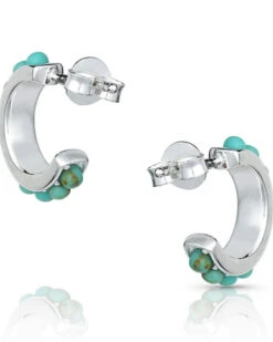Montana Silversmiths Women's Studded In Turquoise Mini Hoop Earrings