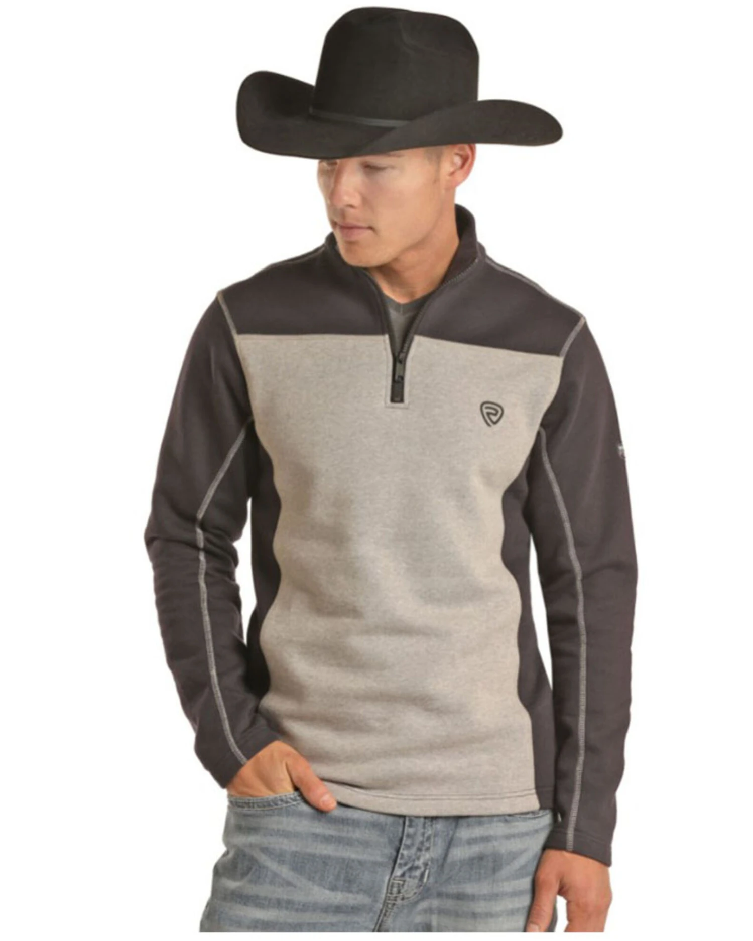 Rock & Roll Denim Men's FR Color Block 1/4 Zip Work Pullover - Image 2