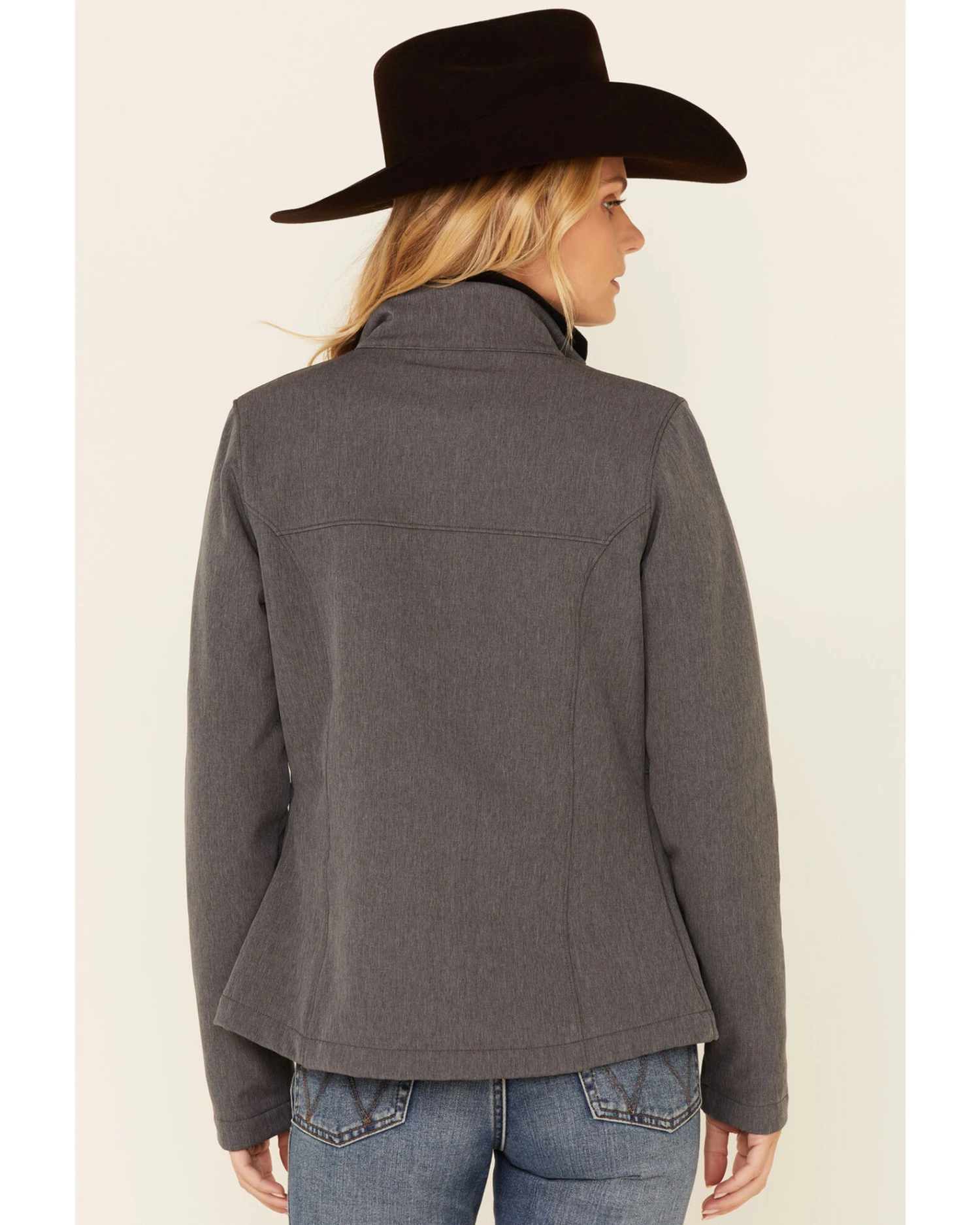 Roper Women's Heather Gray Fleece Zip-Front Softshell Jacket