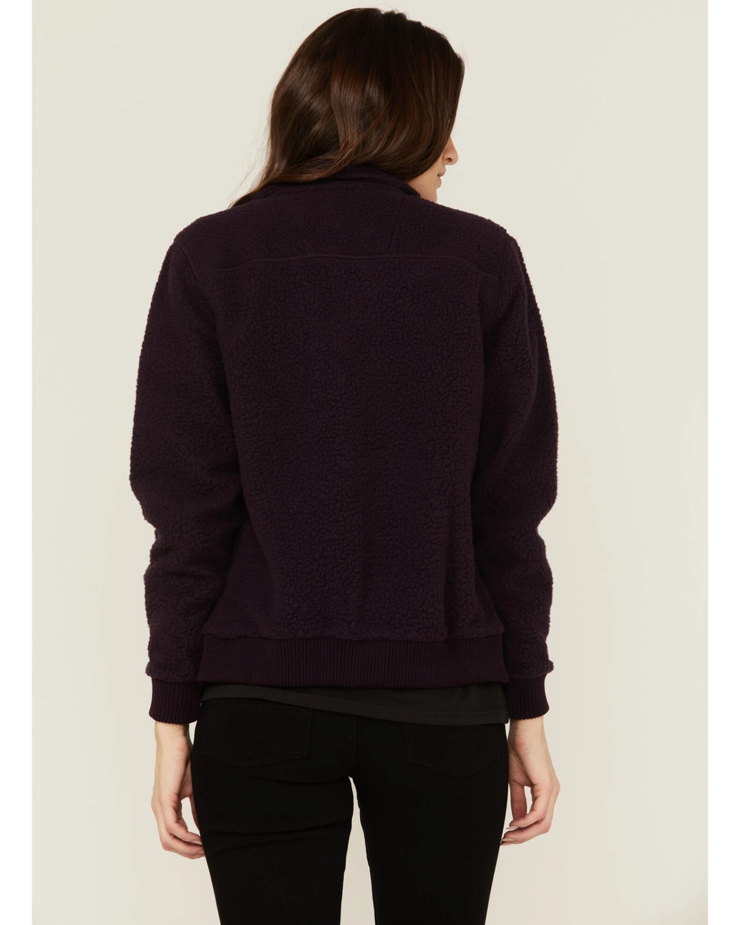 Carhartt Women's Solid Purple Relaxed Fit Zip-Front Sherpa Fleece Work Jacket - Image 3