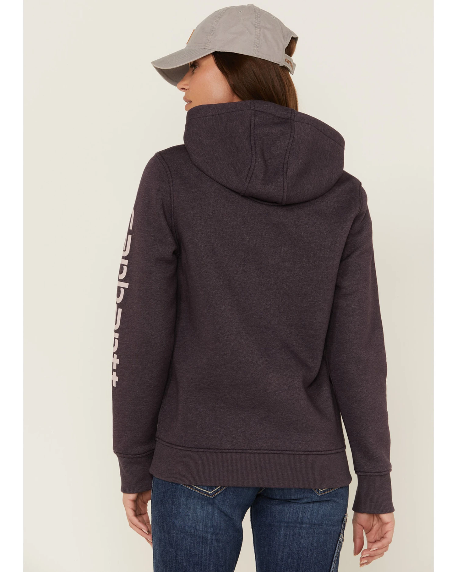 Carhartt Women's Gray Relaxed Midweight Logo Sleeve Graphic Hooded Sweatshirt - Image 2