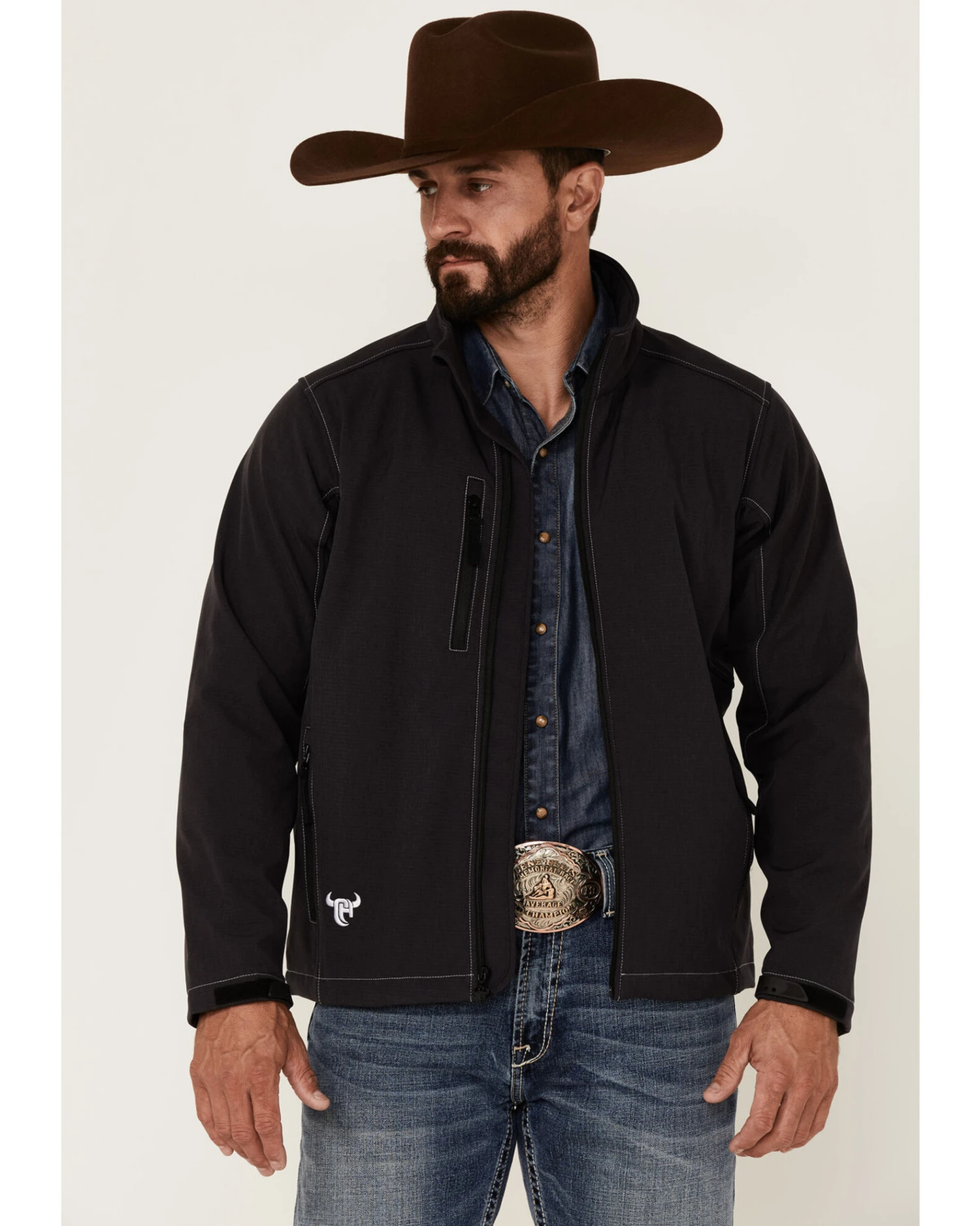 Cowboy Hardware Men's Barbwire Stitched Zip-Front Poly Shell Jacket - Image 4