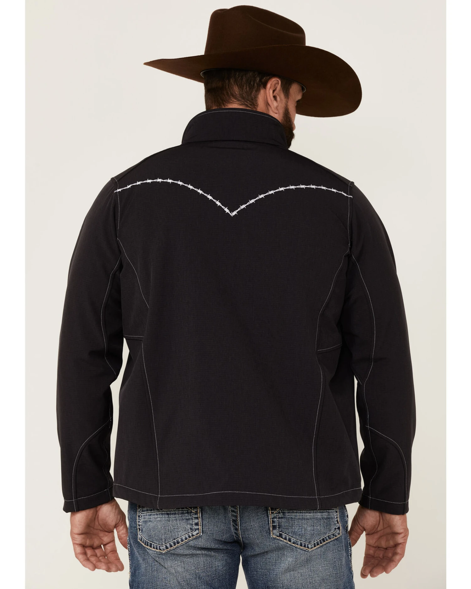 Cowboy Hardware Men's Barbwire Stitched Zip-Front Poly Shell Jacket - Image 3